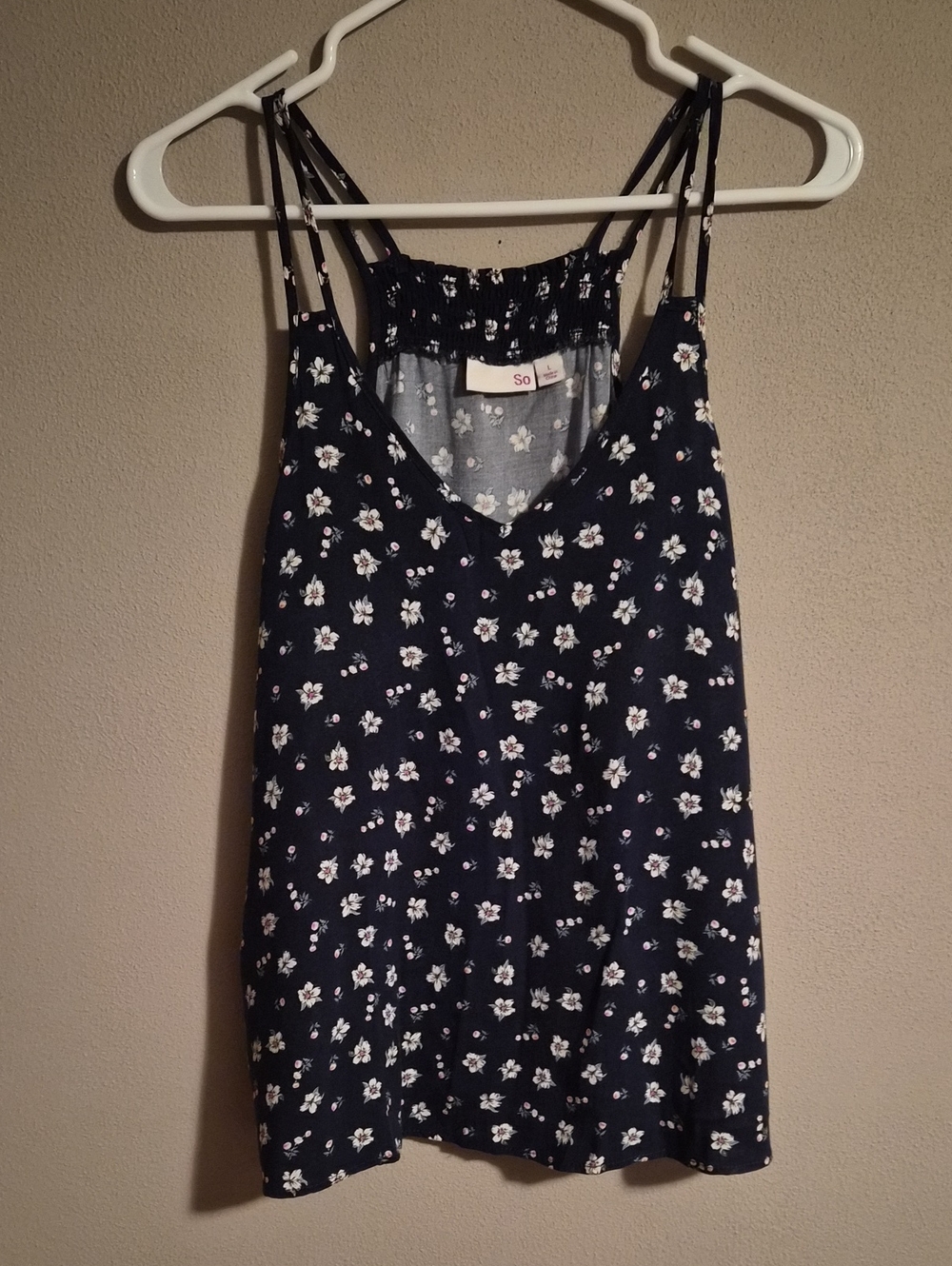 SO Navy Floral Double-Strap Cami Top